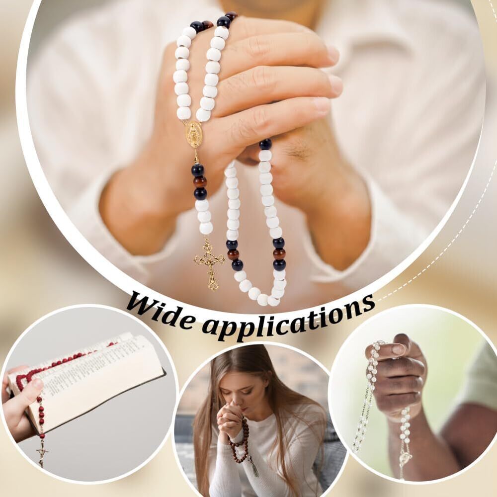6489 About 348 Pcs Rosary Jewelry Making Kit, Including Wood Round Beads - Picture 5 of 5